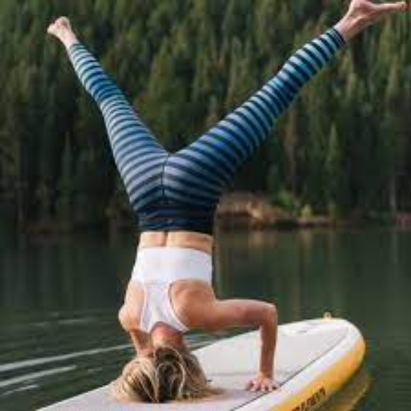 ZYIA Pants - ZYIA Blue Ombre Stripe Light n Tight Hi-Rise 7/8 24" Leggings Women's Size 12